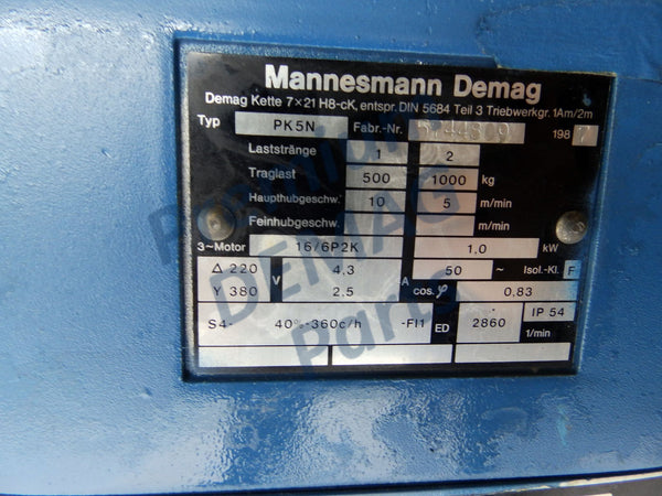 Chainhoist PK5 N 1/1 500 kg